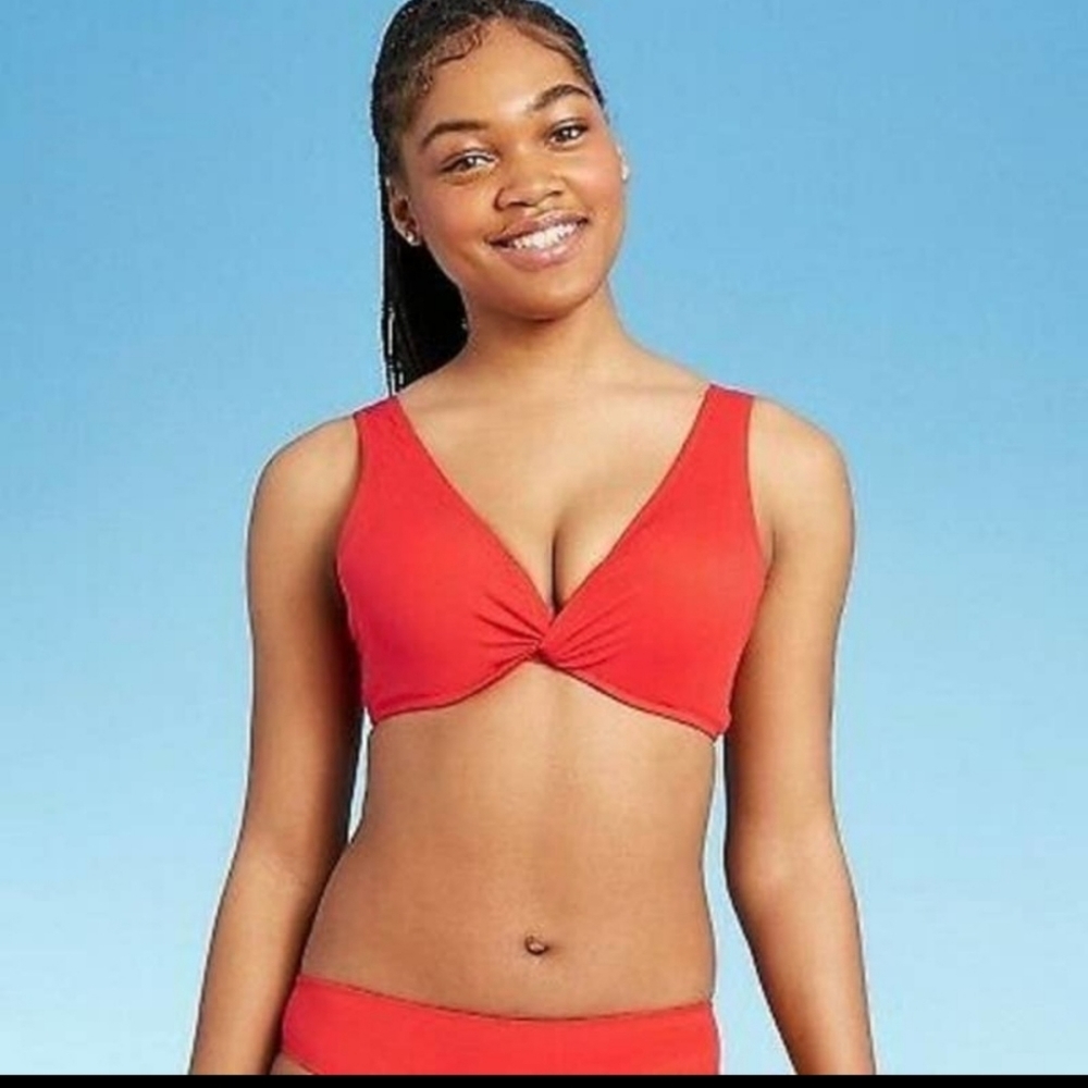 Shade & Shore Red Padded Bikini Swim Top Bra 36C